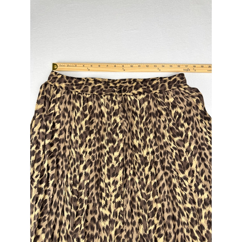 Banana Republic Leopard Print Pleated Midi Skirt Brown Tan Animal Print Large - Picture 2 of 8